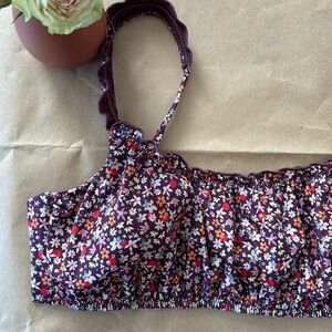 Sanctuary | purple floral bikini top large nwt